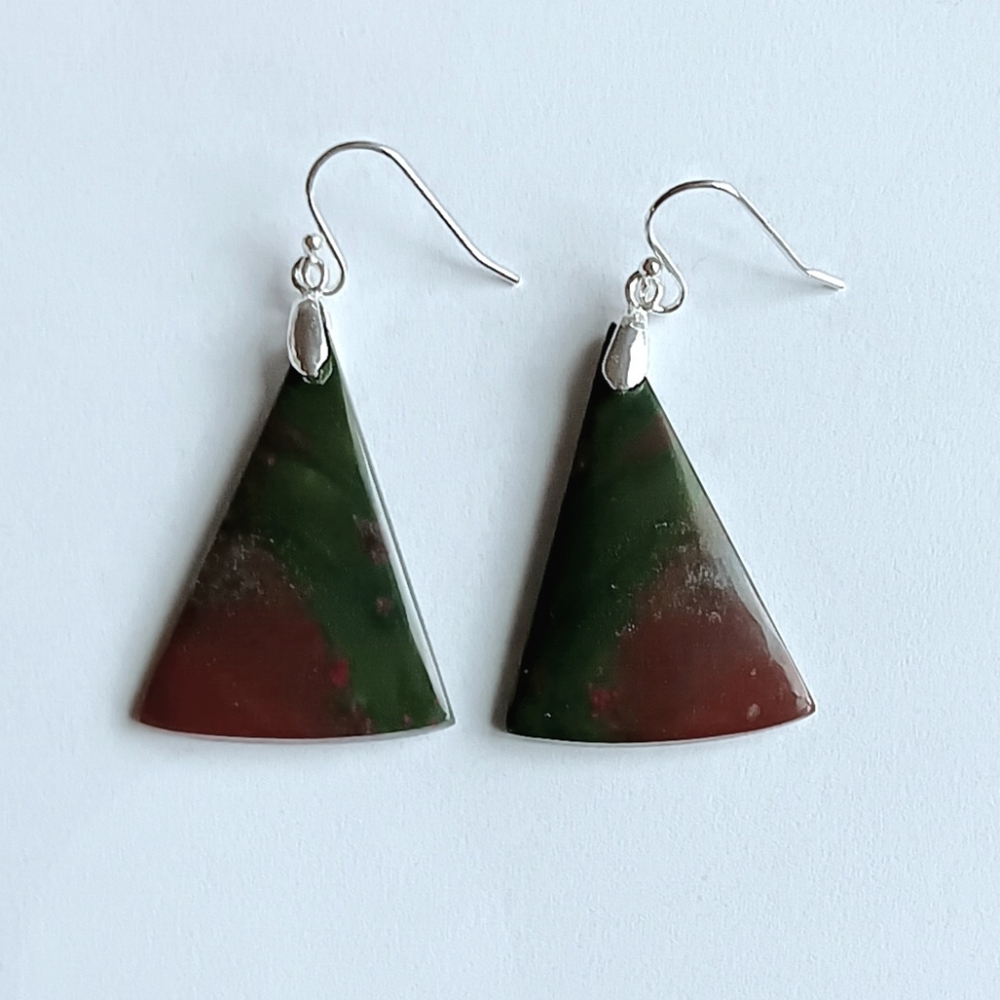 Bloodstone Gemstone Earrings with 925 Sterling Silver Findings